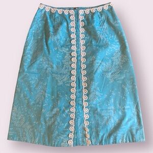 1960s vintage A-line skirt with pleat and lace front detail, handmade